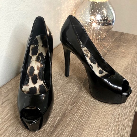 Jessica Simpson Shoes - Jessica Simpson Peep Toe Heel in Black Patent, 6.5